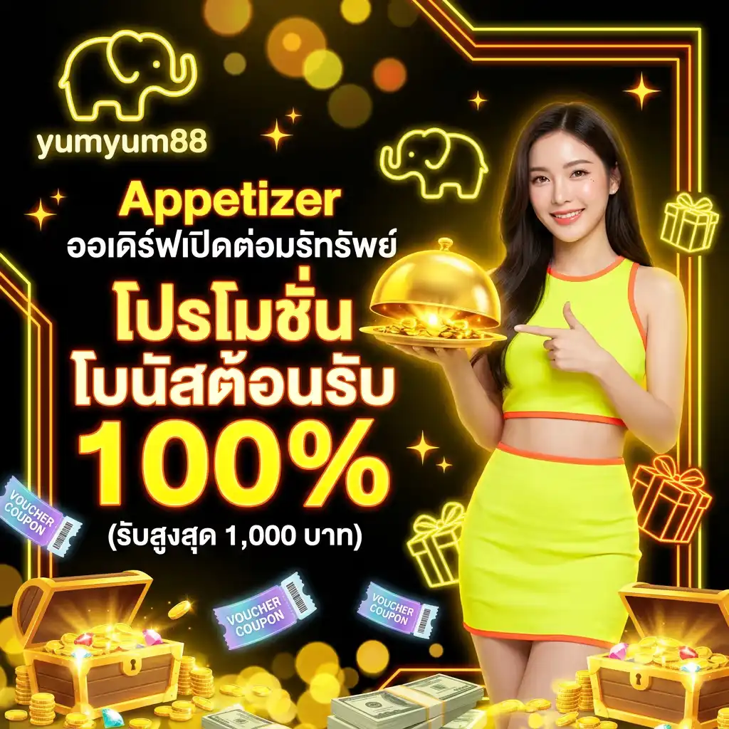1: Appetizer ออเดิร์ฟเปิดต่อมรับทรัพย์ โปรโมชั่น โบนัสต้อนรับ 100% (รับสูงสุด 1,000 บาท)